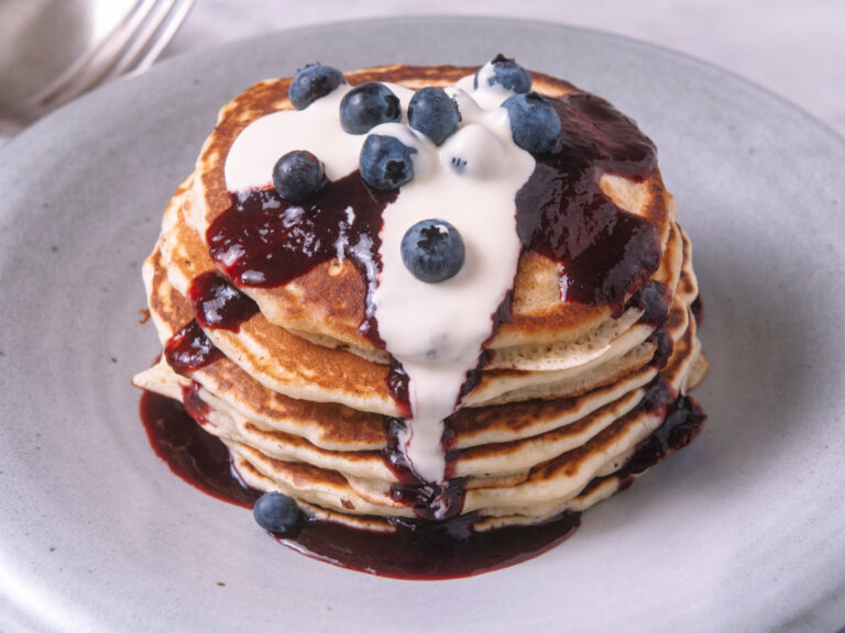 Pancakes with Blueberries and Blueberry Coulis Pancakes with Blueberries and Blueberry Coulis