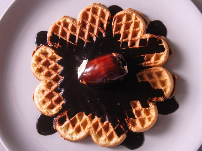 Waffles with Chocolate Sauce Waffles with Chocolate Sauce